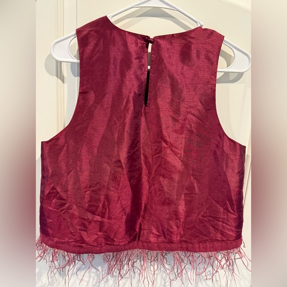 Hutch Burgundy Shantung Feather Tank - Picture 5 of 7
